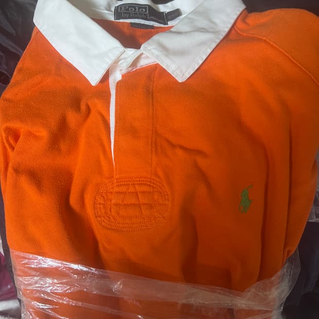 폴로 랄프로렌 럭비 셔츠 오렌지색 긴팔 맨즈 xxl