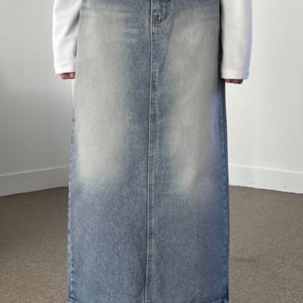 블랙업 제레미 워싱 데님스커트