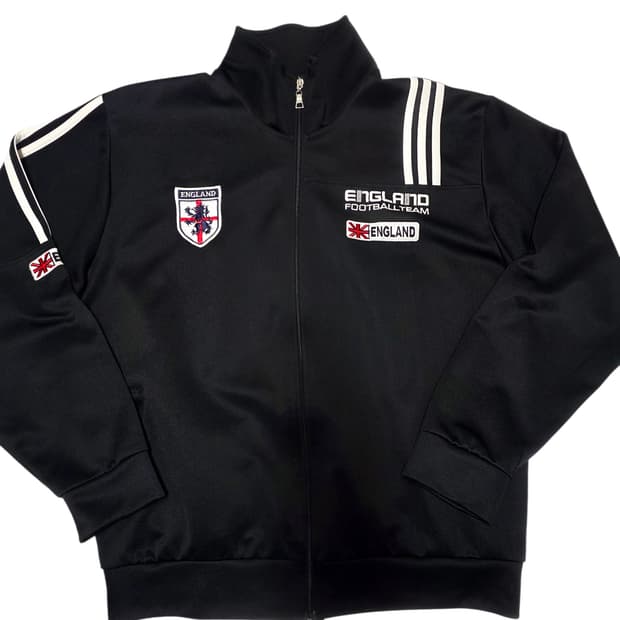 [블록코어/희귀] 잉글랜드 국대 올블랙 레트로 트랙탑 축구 져지 100