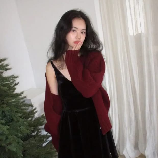 아카이브 제이투유 펄 셔틀랜드 가디건 버건디 컬러