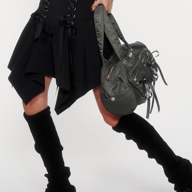 Lace Up Nylon Ballet Cargo Skirt (BLACK)