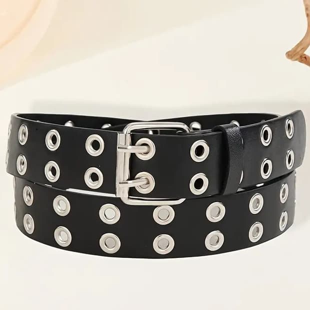 더블 아일렛 벨트 (BLACK / WHITE)
