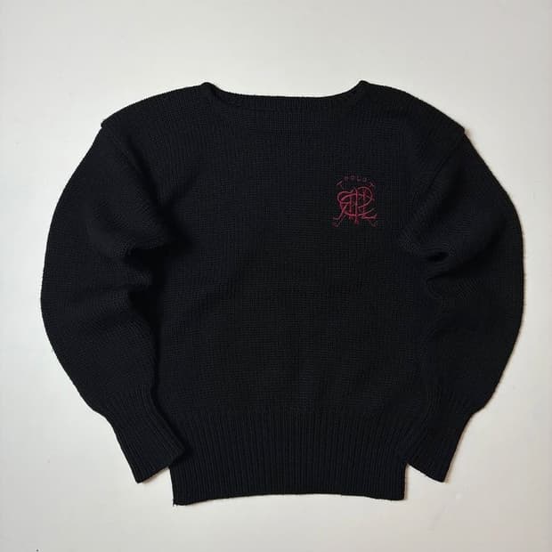 폴로 랄프로렌 80's 헤비 울 엠브로이드 보트넥 니트 PN8950