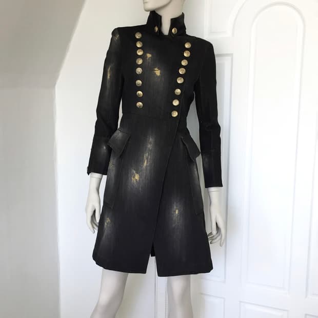 Balmain  Rare Gold denim Napoleon coat
