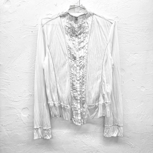 hiroko koshino 버튼업 플리츠 블라우스