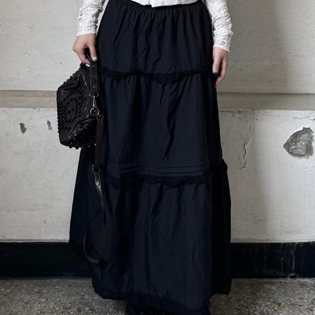 Black Ruffle Tiered Skirt