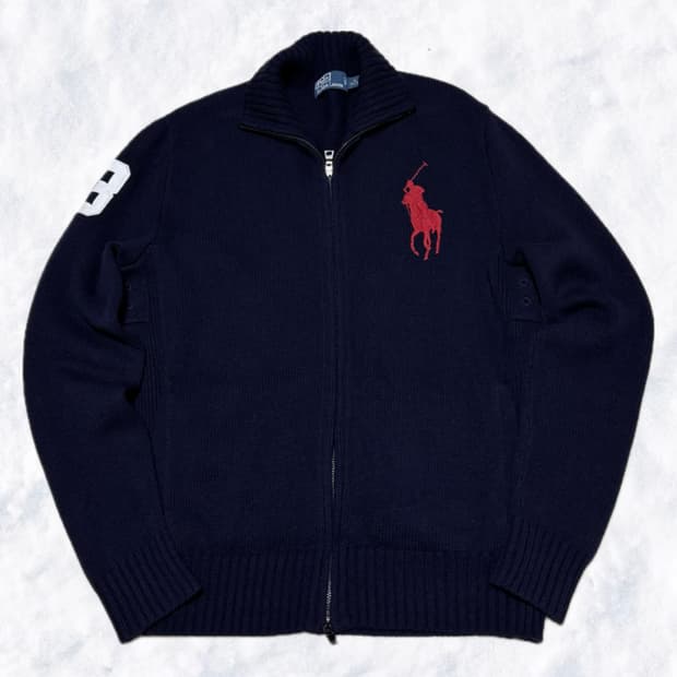 폴로 랄프로렌 빅포니 딥네이비 투웨이 니트집업