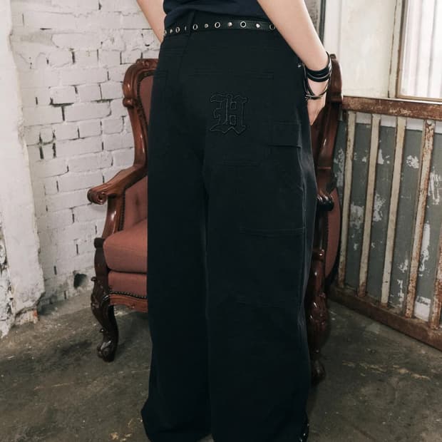 헬레네파리스 보헤미안 카펜터 와이드 팬츠 [잉크 블랙]