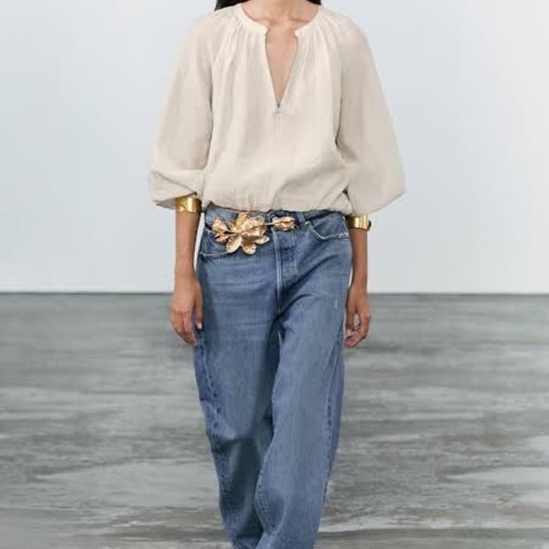 자라 zw컬렉션 리오셀 셔링 블라우스