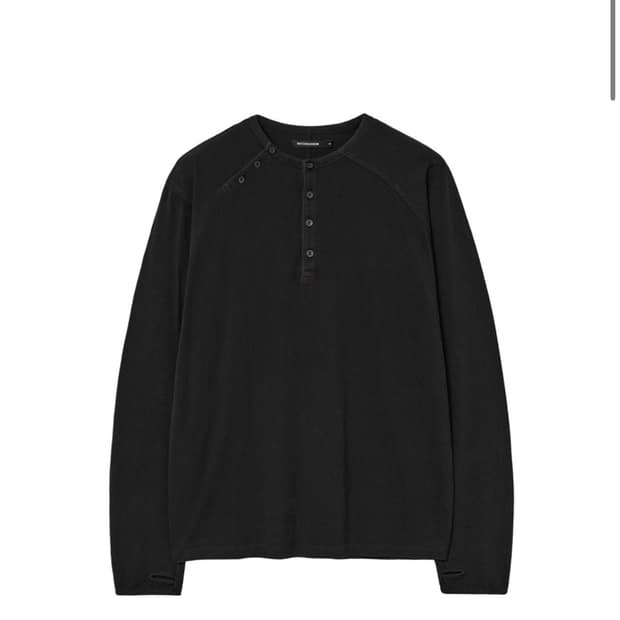 [5,XL] 해칭룸 더블 헨리넥 롱 슬리브