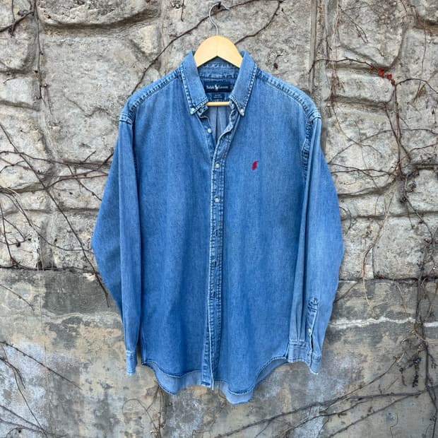 90s 폴로 랄프로렌 빈티지 blaire 페이딩 데님 셔츠 m