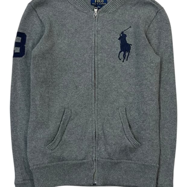 [L] 폴로 랄프로렌 빅포니 니트 집업 딥그레이