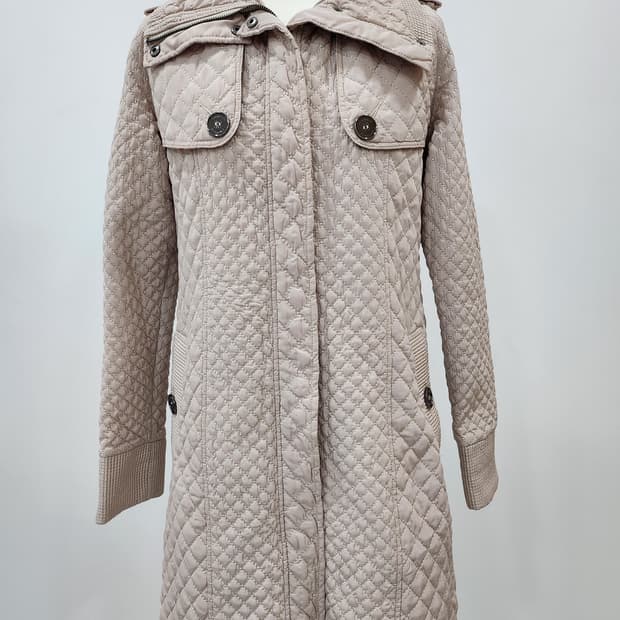 버버리 하이넥 퀄팅 롱코트 M 버버리체크 안감
