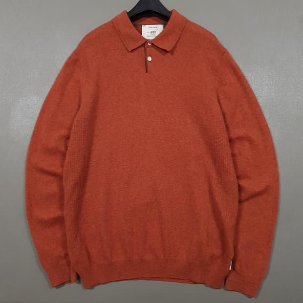 헨리코튼 신형 20FW 코튼 캐시미어 블렌드 폴로 니트 스웨터 오렌지