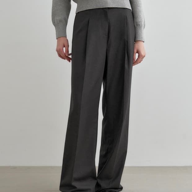 [새상품]몽돌 원턱 와이드 슬랙스 차콜