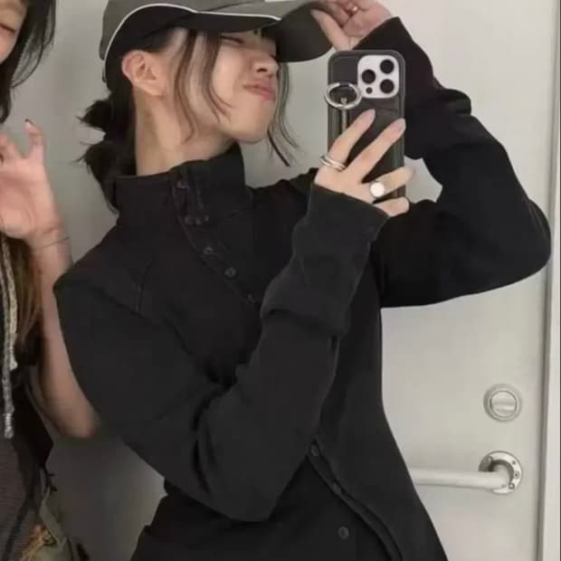미스치프 워시드 져지 셔츠 차콜 블랙