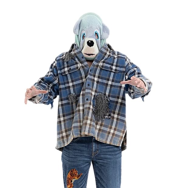 더블렛 23AW 오버핏 민트컬러 베어마스크 니트