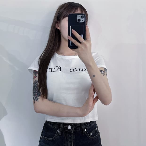 마뗑킴 빅로고 크롭 반팔