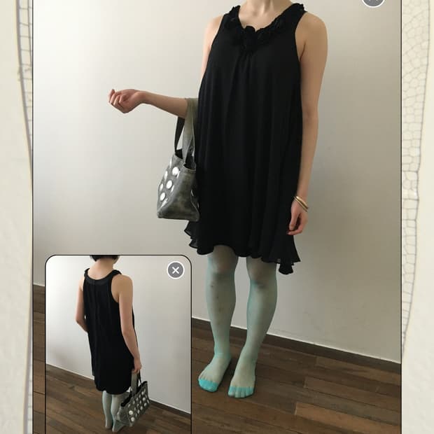 Vintage Flowy Black Midi Dress 블랙 미디 드레스