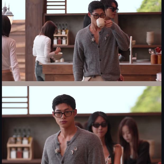 Stu 라운드넥 가디건 그레이 색상(구매)