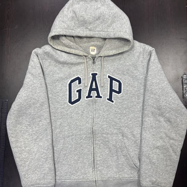 갭 GAP 로고 후드 집업 그레이