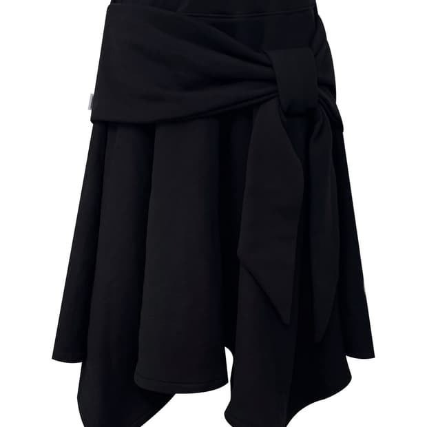 체메씨 BOW UNBALANCED SKIRT BLACK