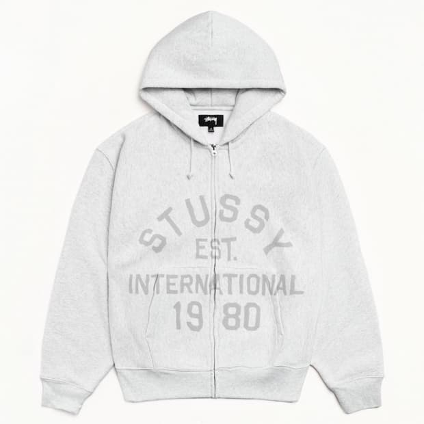 스투시 이스테블리시드 집 후드 애쉬 헤더