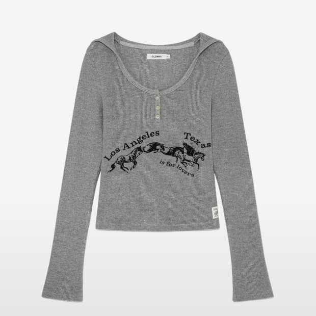 (구해요) 글로니 텍사스 와플 롱 슬리브 그레이