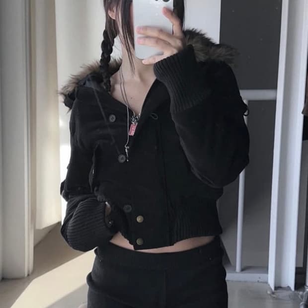 히코 빈티지 y2k 벨루어 숏패딩