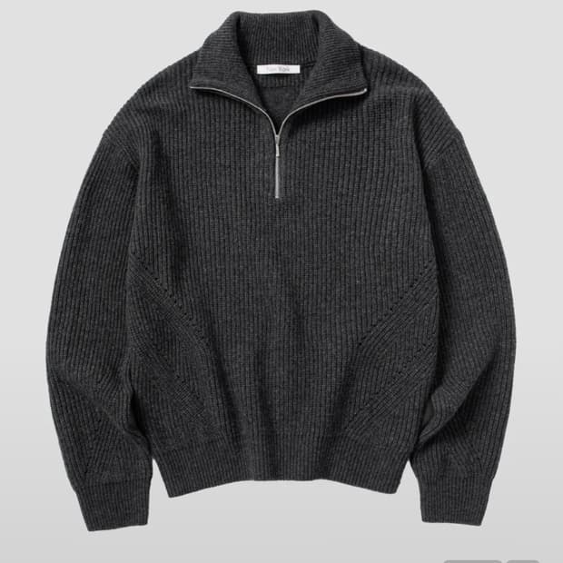 넌블랭크 챠콜그레이 캐시미어혼방  하프집업니트 m 95