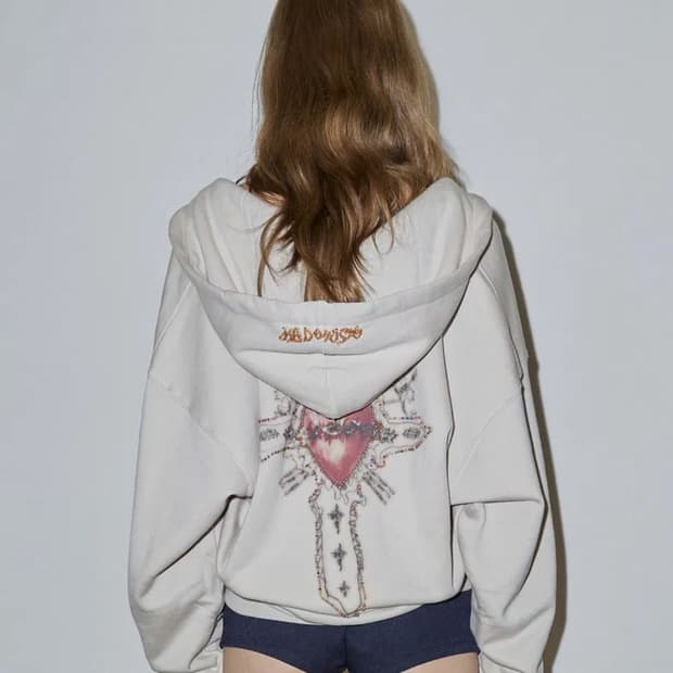 Beaded Saint Hoodie Zip-Up Dirty White M