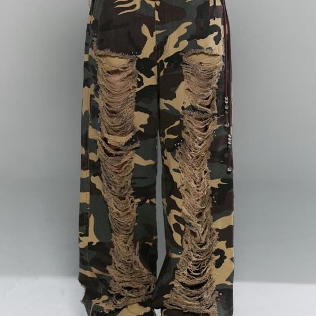 damage pleats pt - camo