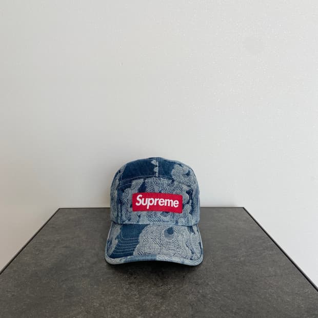 (OS) 슈프림 박스로고 캠프캡 모자 플레임 데님
