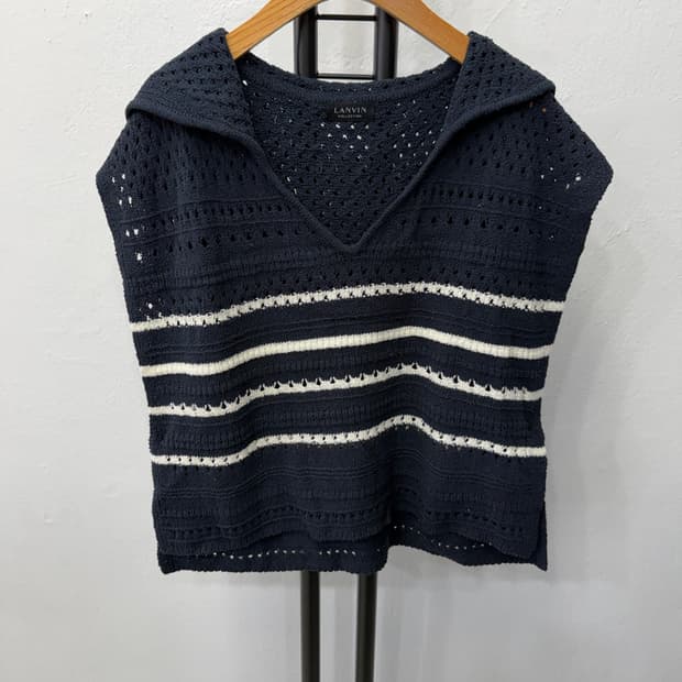 정품) 랑방 한섬 스트라이프 니트 탑 F