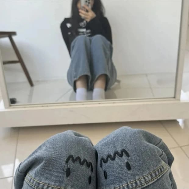 귀여운 무릎포인트 청바지