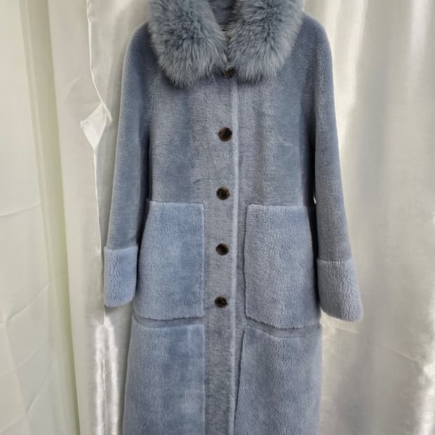 KARL LAGERFELD 블랙 퍼카라 롱코트 (1547)