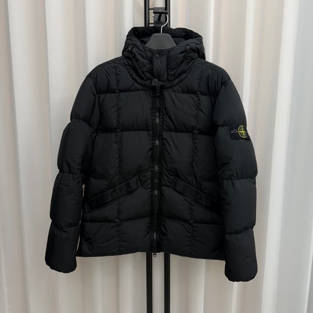 [XL] 스톤아일랜드 크링클랩스 후드 패딩 블랙