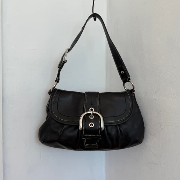 Coach leather buckle shoulder bag