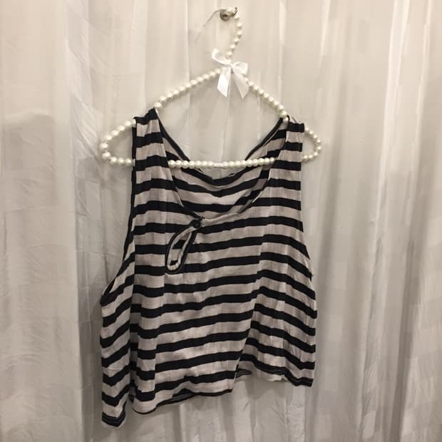 JPN Vintage 모리걸 스트라이프 슬리브리스