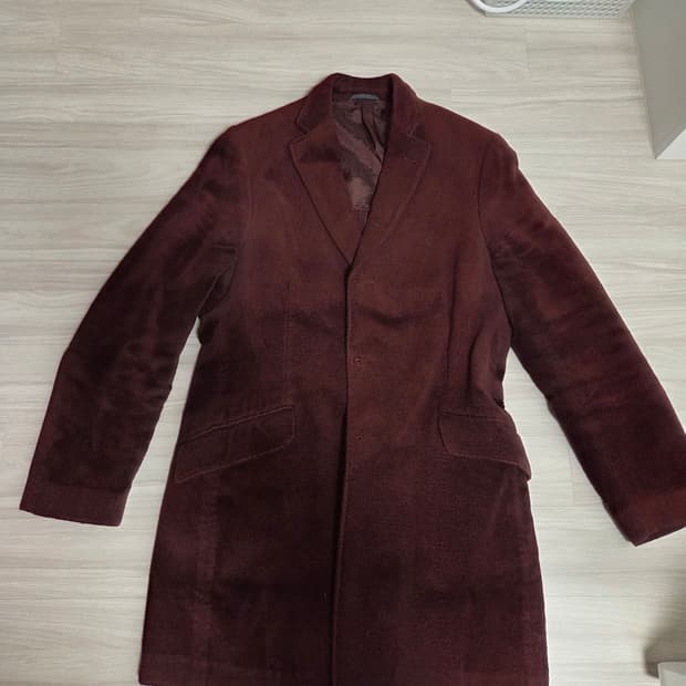 존바바토스 와인색 코튼 체스터 코트