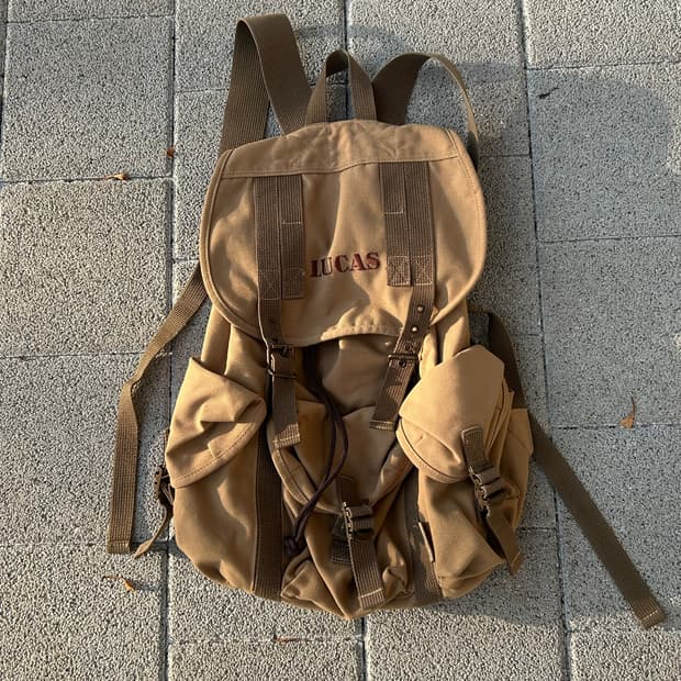 *rare* 2000s 루카스 쓰리포켓 베이지 복조리 백팩