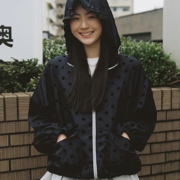 오헤시오 도트 바람막이 후디 윈드브레이커 네이비