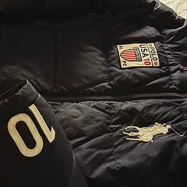 폴로 빅포니 성조기 패딩 다크네이비