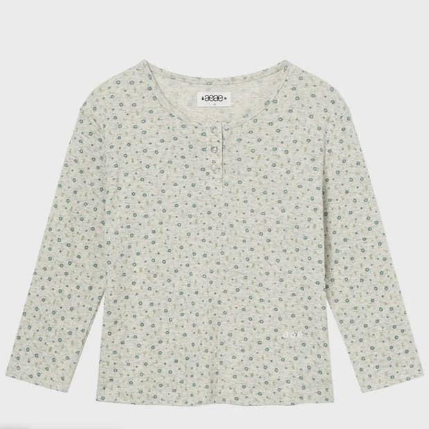 aeae FLOWER HENLEY NECK TEE [OATMEAL]
