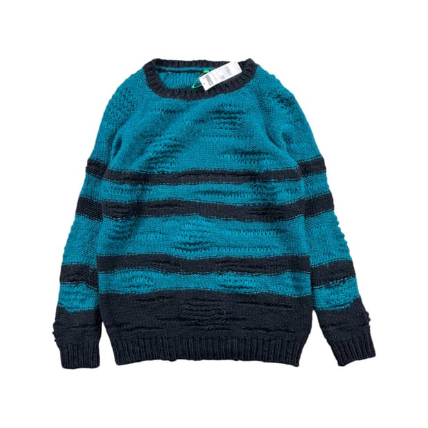 BENETTON 데미지 디테일 스트라이프 니트 