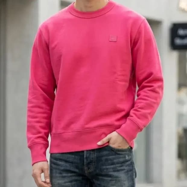 아크네 스튜디오 페어뷰 페이스 맨투맨 XXS 핑크