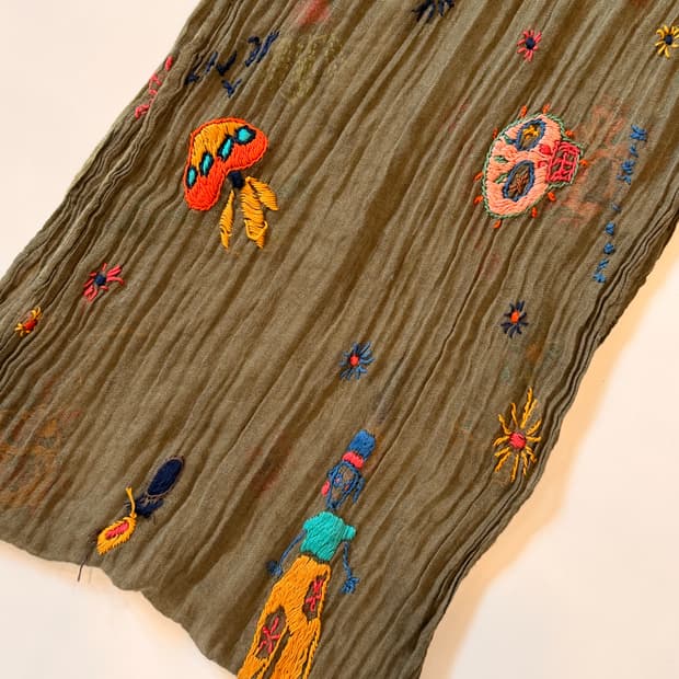 KAPITAL Embroidery Ring Stole (Olive)
