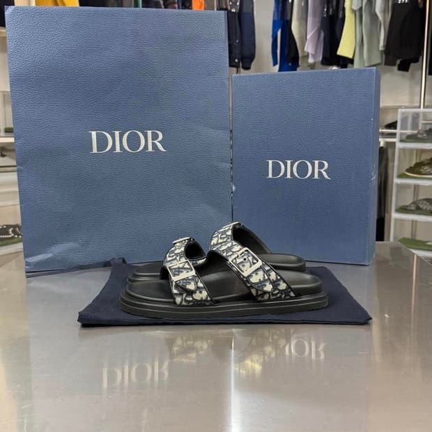 디올 오블리크 아쿠아 스트랩 샌들 슬리퍼