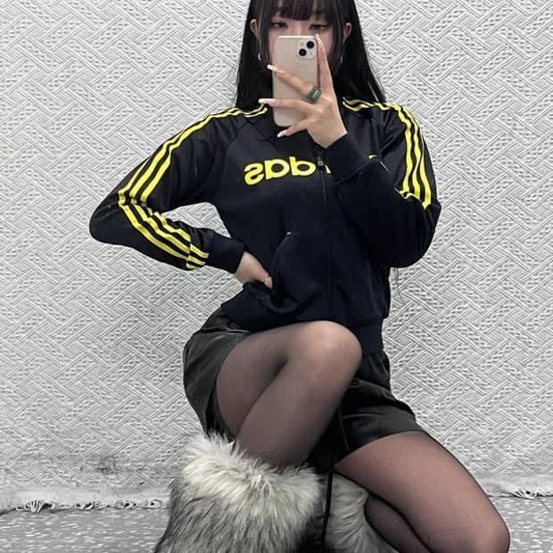 아디다스 Y2K 올드스쿨 레트로 빅로고 져지 집업 90 C10072