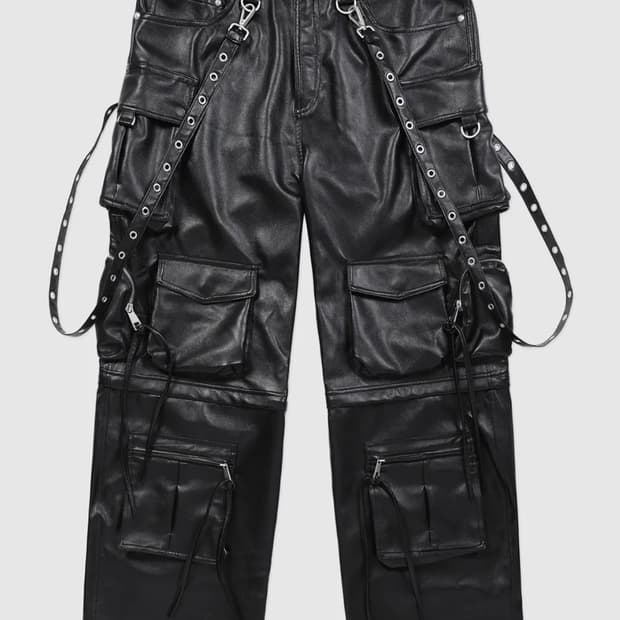 배드블러드 가죽 카고 팬츠 